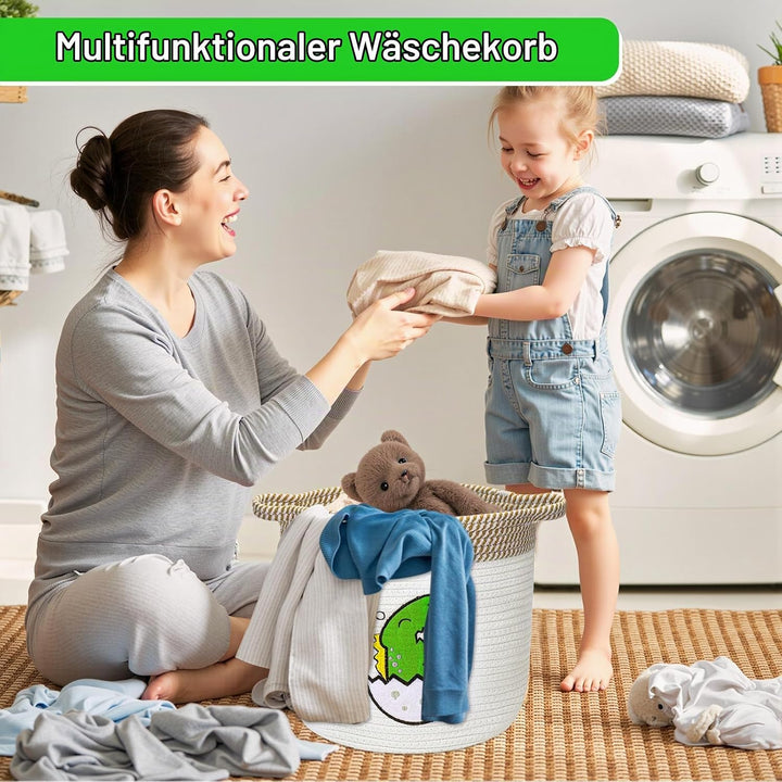 Aufbewahrungskorb Kinder aus Baumwolle, Kinderzimmer Aufbewahrung Körbe mit Griff für Spielzeug und
