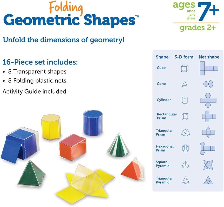 Learning Resources Original Faltbare geometrische Formen (16 Stück), geometrische körper montessori