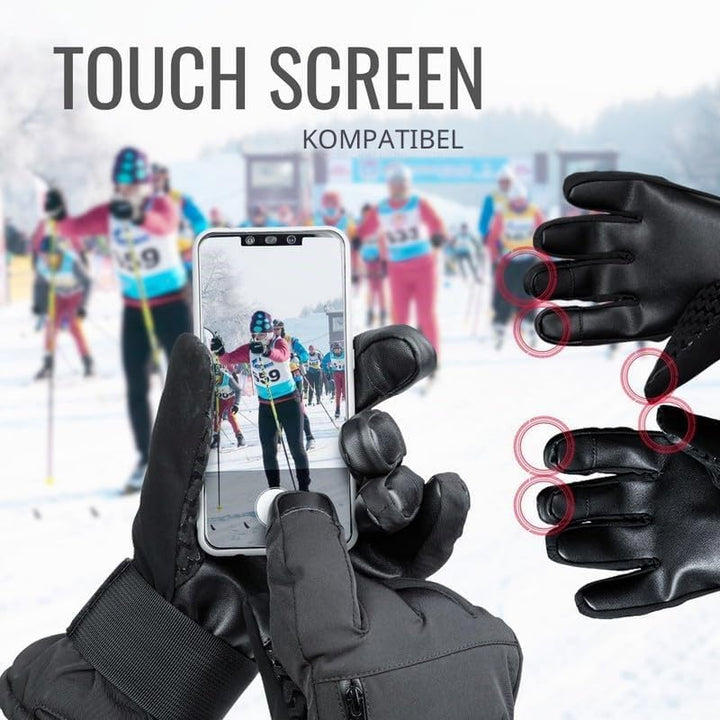 devembr Skihandschuhe mit Handgelenkschützern, Warme Snowboardhandschuhe für Herren und Damen (XS/S/