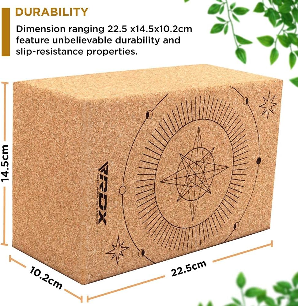 RDX Yoga Cork Block Set, High Density Eva Schaumstoff Rutschfester Blöcke, Leichtes Yogaklotz für Kö