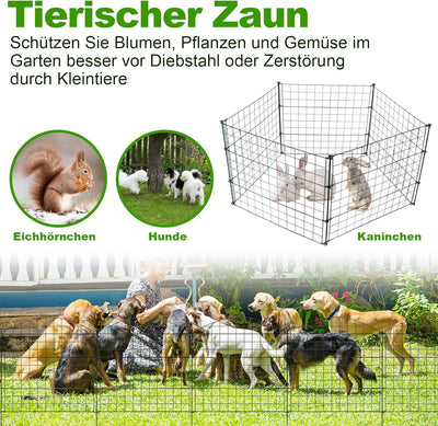 Randaco Teichzaun Gartenzaun 5tlg Set, Gartenzäune Dekorative mit 11 Zaunelemente-5 Zaunelemente und