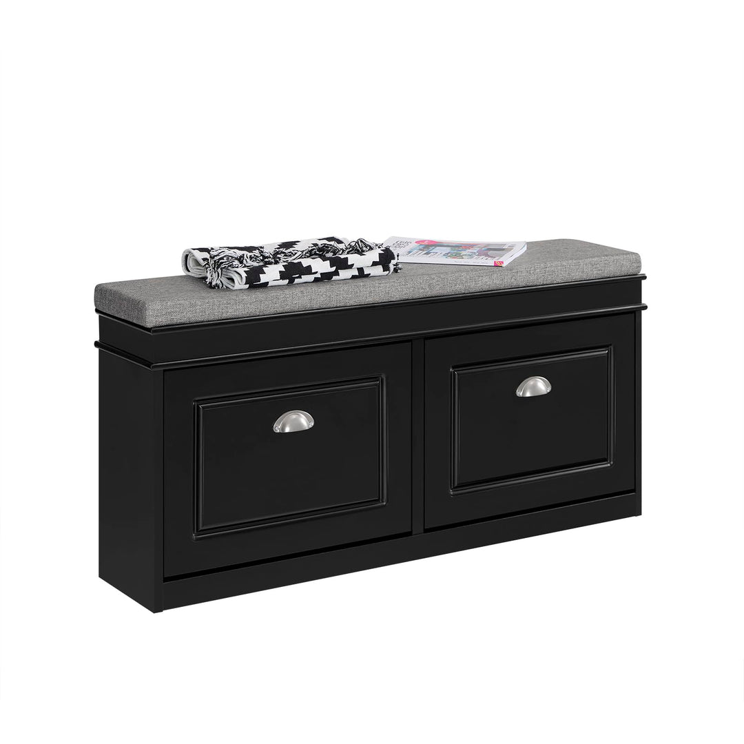 SoBuy Schuhbank mit Sitzfläche Sitzbank mit Stauraum und 2 Klappen, schmaler Schuhschrank mit Sitzba