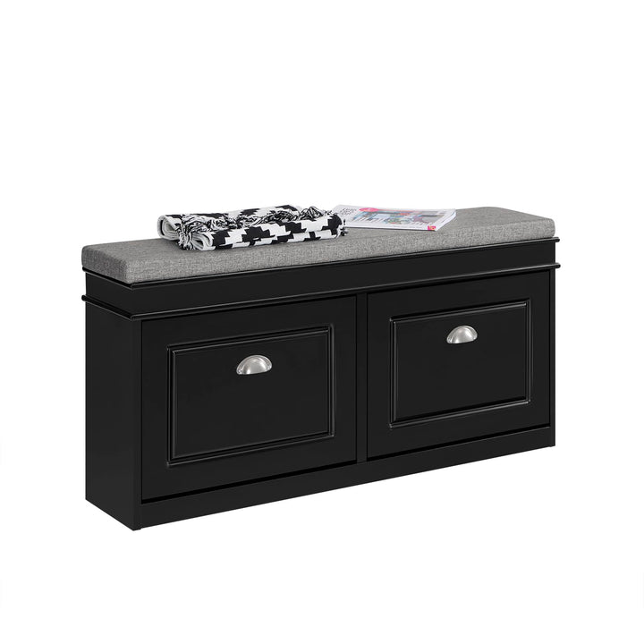 SoBuy Schuhbank mit Sitzfläche Sitzbank mit Stauraum und 2 Klappen, schmaler Schuhschrank mit Sitzba