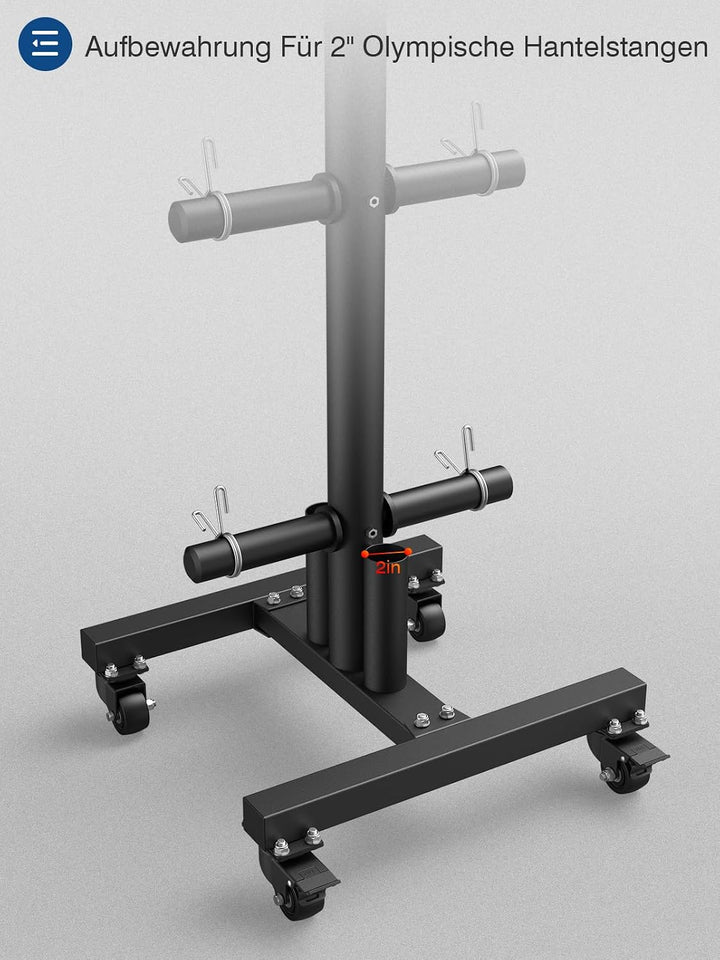 Olympic Weight Plate Rack Tree Bumper Plate Holder für Zwei-Zoll-und Ein-Zoll-Platten und Langhantel
