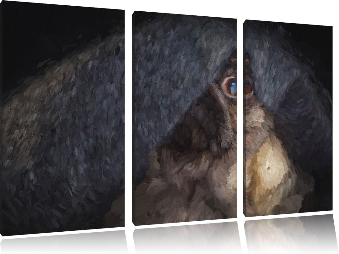 Pixxprint Süsser Lustiger Mobs Decke Kunst Pinsel Effekt 3-Teiler Leinwandbild 120x80 Bild auf Leinw