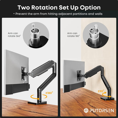 PUTORSEN Monitor Halterung 1 Monitor für 17-45 Zoll Flach Curved Bildschirm, Höhenverstellbar bildsc