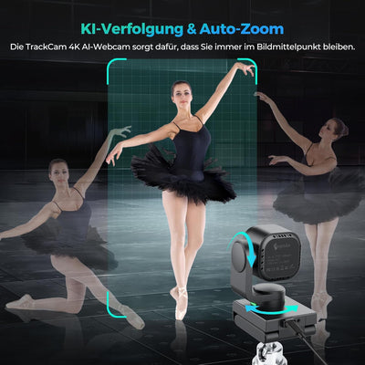 Angetube 4K Webcam mit Gestensteuerung, AI-Tracking,USB 3.0 PTZ Streaming PC Kamera mit Dual NR-Mikr
