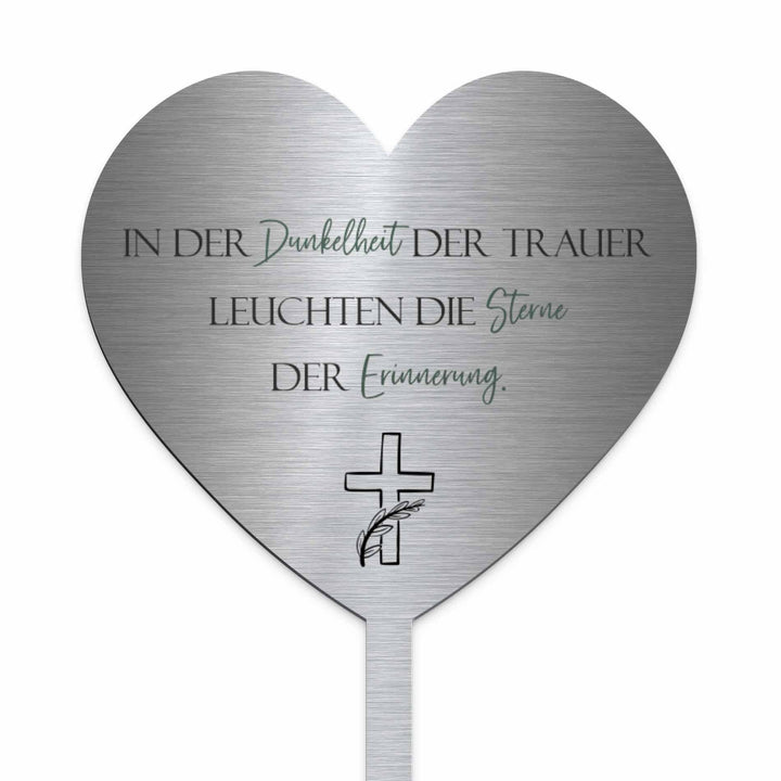 Edelstahl Grabstecker - Blumenstecker Herz Form | Personalisierte Grabdekoration Grabschmuck wetterf