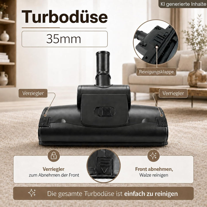 Staubsauger 35mm Turbodüse Tierhaardüse Bodendüse Turbobürste Zubehör | Passend für Kärcher Bosch Pa