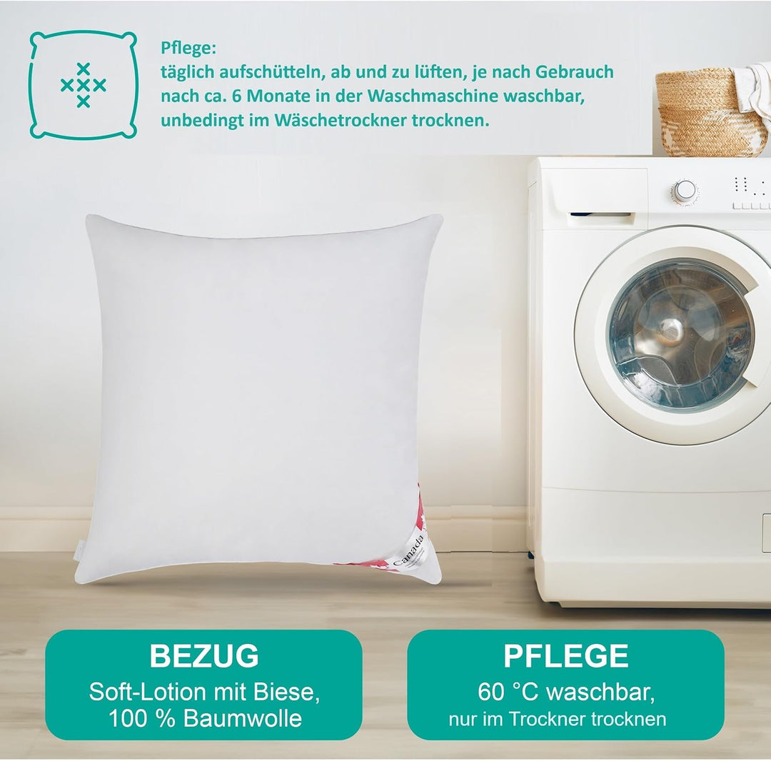 Öko Daune Kissen 80x80 fest 85% Recycling Federn 15% Recycling Daune nachhaltig wertvoll vom Betten