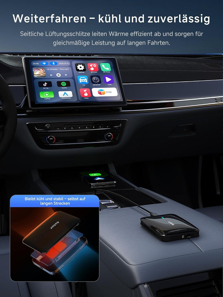 CarPlay Wireless Adapter, Magic AI Box Android Auto mit Dual-WiFi-Stabilität, Kompatibel mit Kabelge