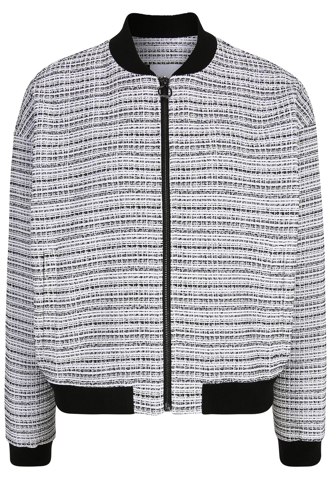 Tamaris Damen ATLANTIS Karierte Bomber Jacke 38 Off White&Black, 38 Off White&Black