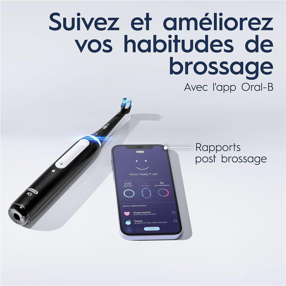 Oral-B iO 4 elektrische Zahnbürsten (2er-Pack) mit wiederaufladbarem Griff, 2 Aufsätzen und Reiseetu
