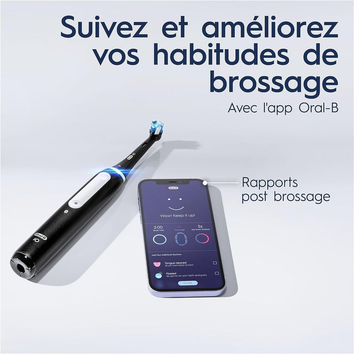 Oral-B iO 4 elektrische Zahnbürsten (2er-Pack) mit wiederaufladbarem Griff, 2 Aufsätzen und Reiseetu