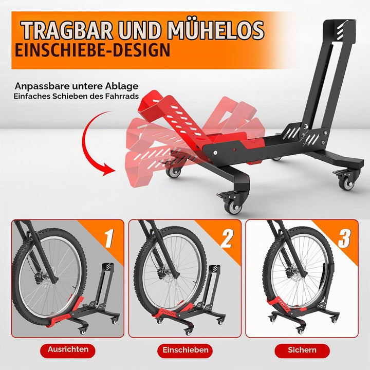 IMAYCC Professional Freistehender Fahrradständer mit Rollen für 24-29 Zoll Mountainbike E-bike Rennr