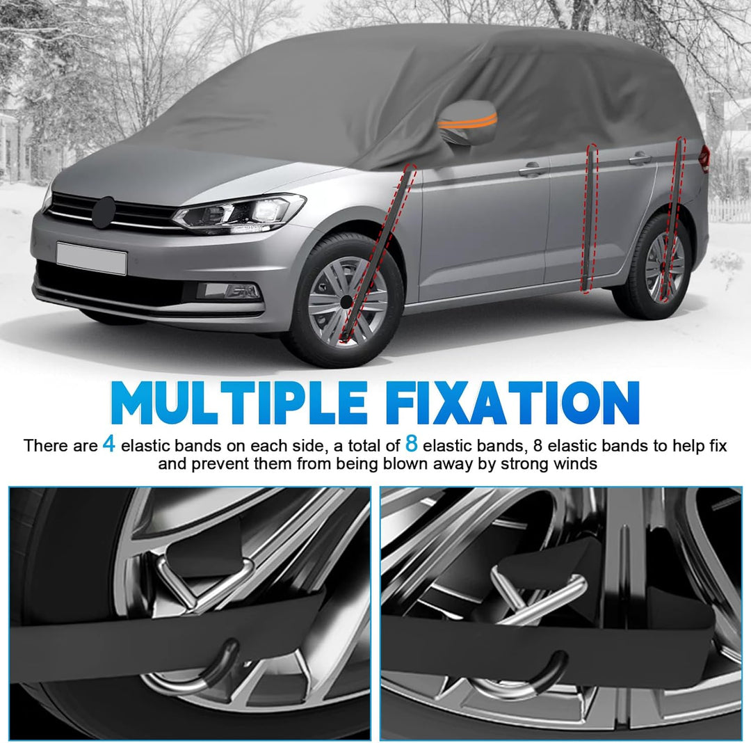 Autoabdeckung Wasserdicht Ersatz für VW Touran 2015-2024, Sonnenfest Hälfte Autoabdeckung, Halbgarag