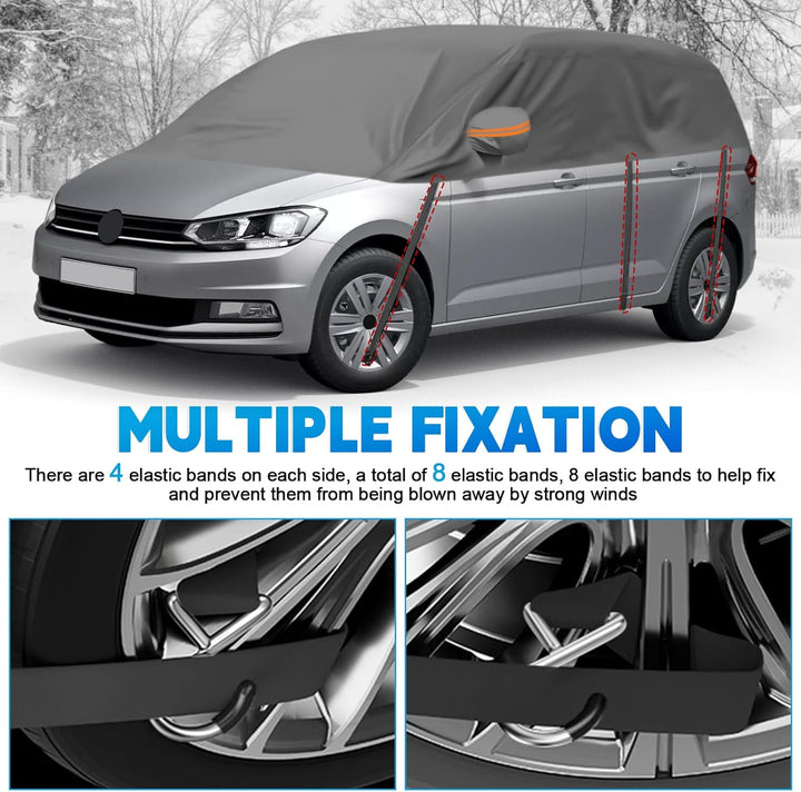 Autoabdeckung Wasserdicht Ersatz für VW Touran 2015-2024, Sonnenfest Hälfte Autoabdeckung, Halbgarag