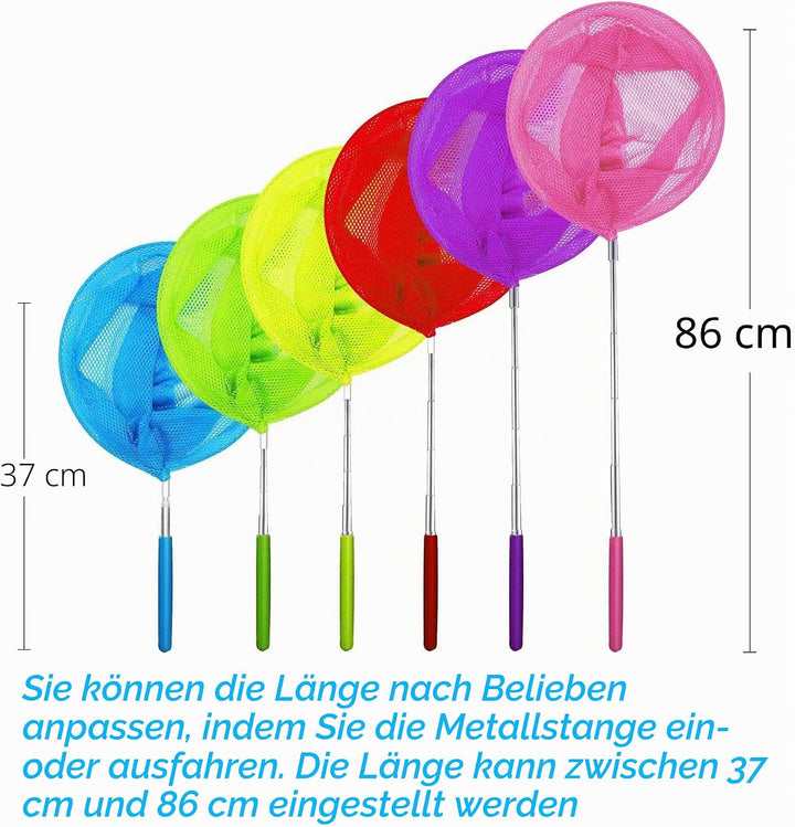 LATERN 6 Stücke Teleskopisch Schmetterlingsnetz Fischernetze Ausziehbar von 37 bis 86cm für Kinder d