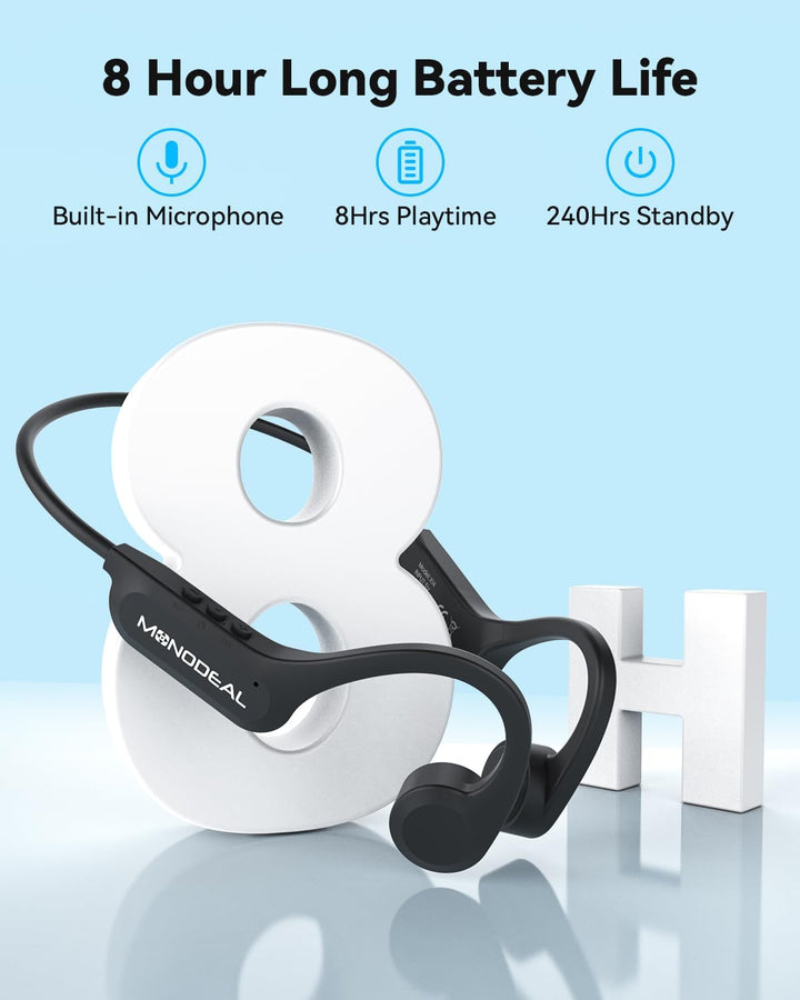 MONODEAL Knochenschall Kopfhörer Bluetooth 5.3 Open-Ear Kopfhörer, Typ-C Ladeanschluss, IPX6 wasserd
