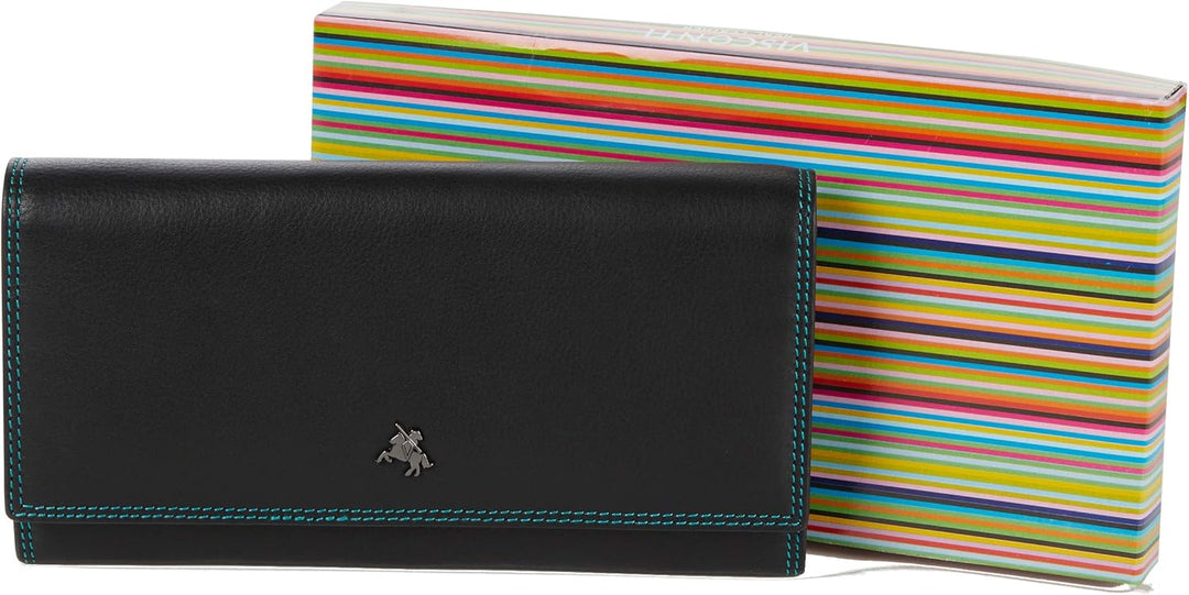 VISCONTI ® Leder Portemonnaie Damen RFID Schutz Geldbeutel Damen Geldbörse Bifold Mehrfarbig Portmon