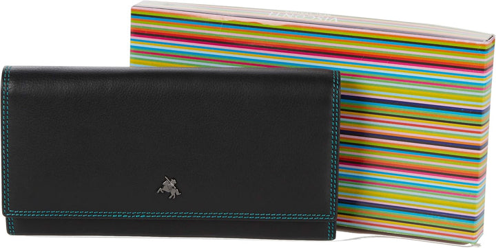 VISCONTI ® Leder Portemonnaie Damen RFID Schutz Geldbeutel Damen Geldbörse Bifold Mehrfarbig Portmon