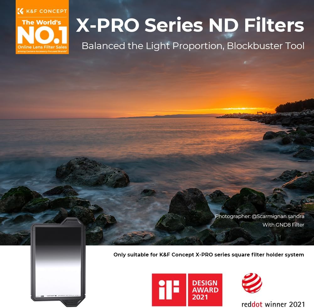 K&F Concept Nano X-PRO Verlaufsfilter Soft GND8 Rechteckfilter mit 28 Nano-Beschichtung Filterschutz