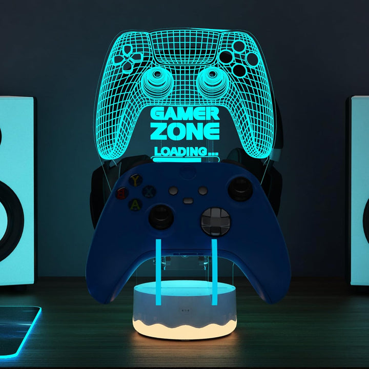 Light Up Headset und Controller Ständer, 16 Farben 3D LED Lichter Gamepad Kopfhörerhalter mit Fernbe