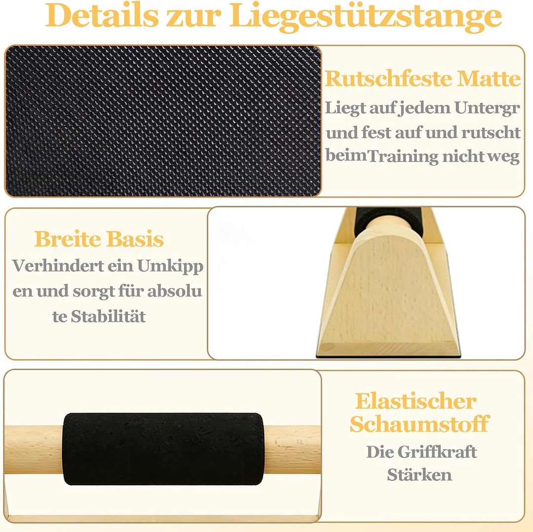 Liegestützgriffe, 2 Stück Liegestützgriffe aus Holz, Push Up Bars, Holz Parallettes, Calisthenics Eq