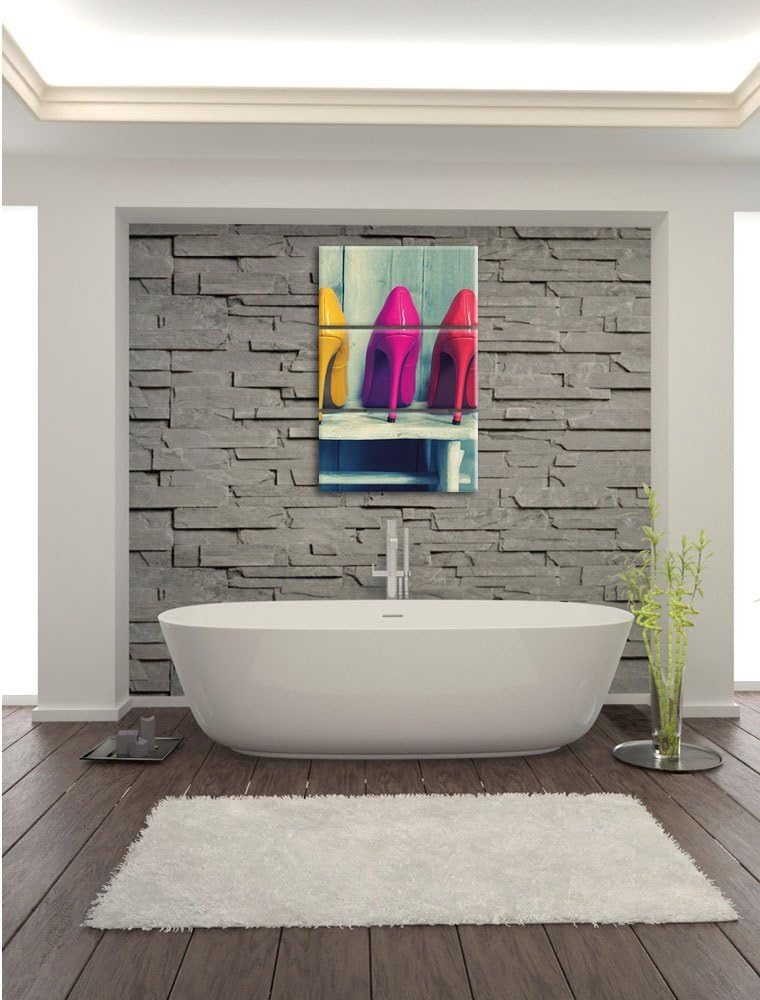 Pixxprint Bunte High Heels als Leinwandbild | Grösse: 3 Teilig (120x80) | Wandbild| Kunstdruck | fer