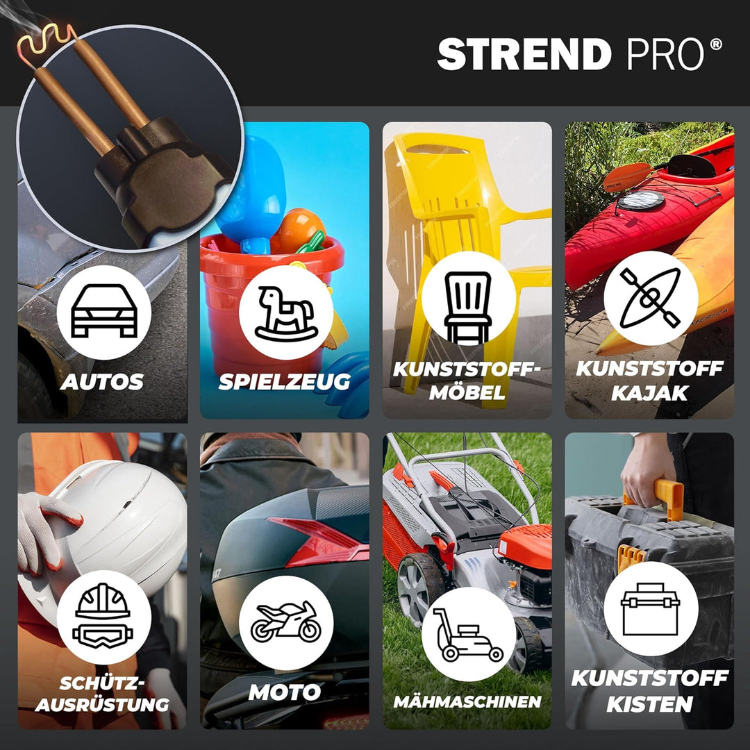 STREND PRO Kunststoff Schweissgerät Akku | Kunststoff Reparaturset mit 300PCS Heftklammern, Plastik