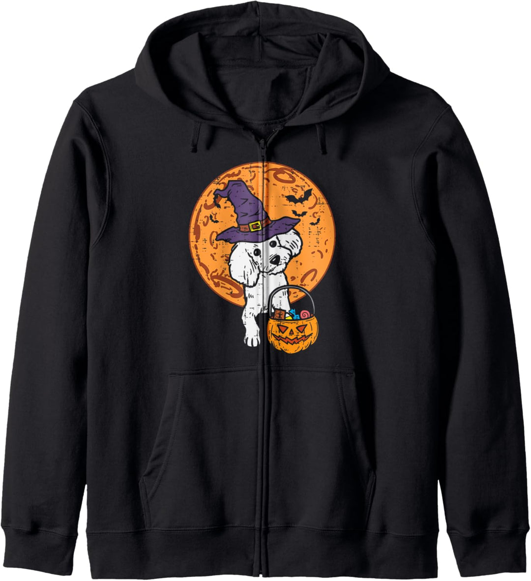 Pudel, Hexe, Mond, Jack O Laterne, Halloween, Hund, Herren, Damen Kapuzenjacke