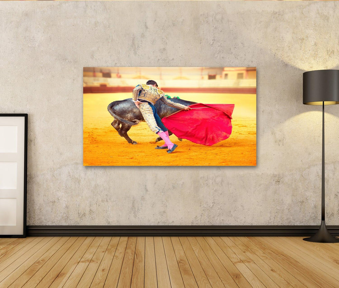 islandburner Bild auf Leinwand Corrida Matador Fighting in einem typischen spanischen Stierkampf Wan