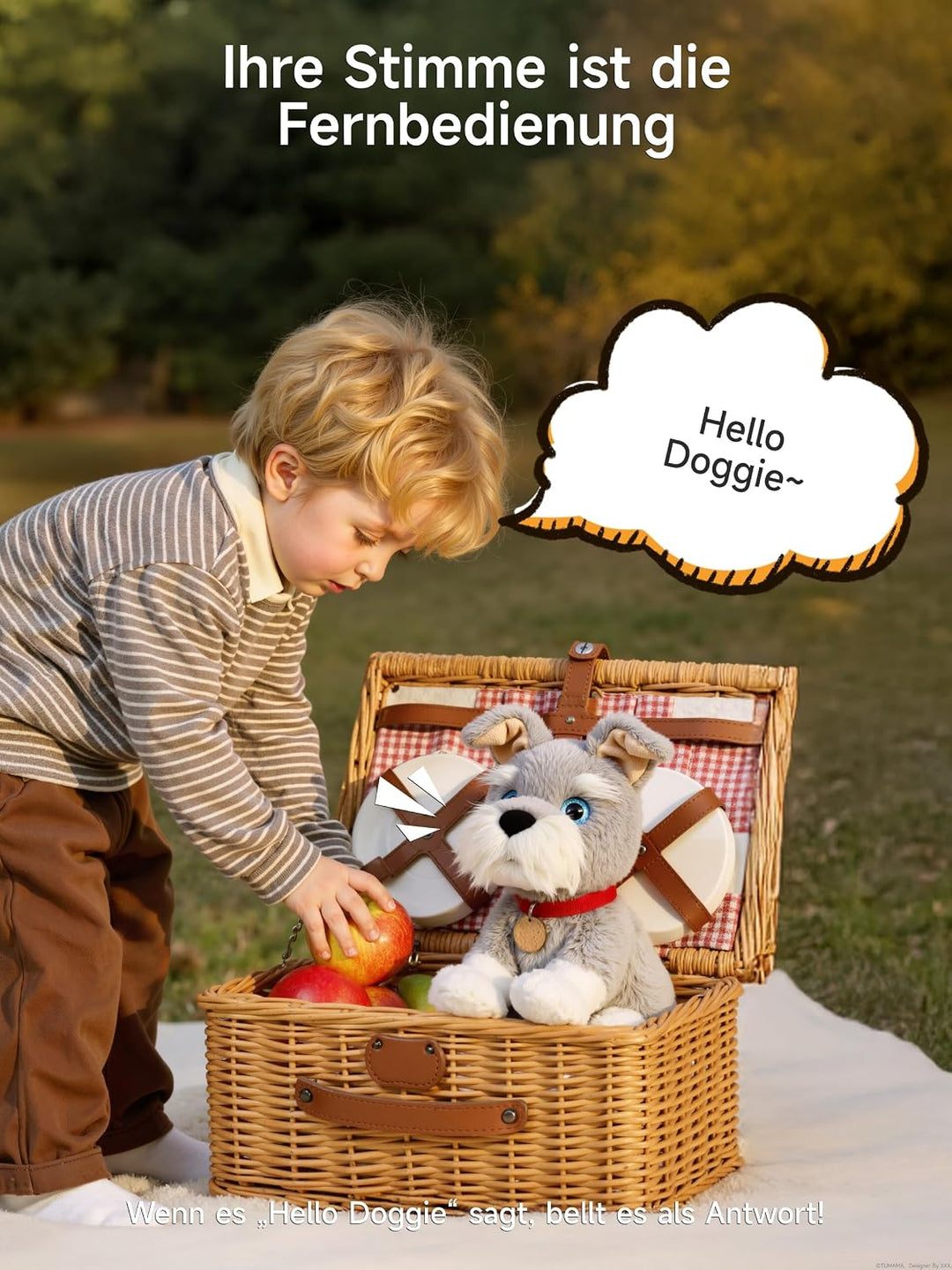 TUMAMA KIDS Interaktives Hund Spielzeug Kinder 6 Musik, Laufender Hund mit Schallsteuerung der Läuft