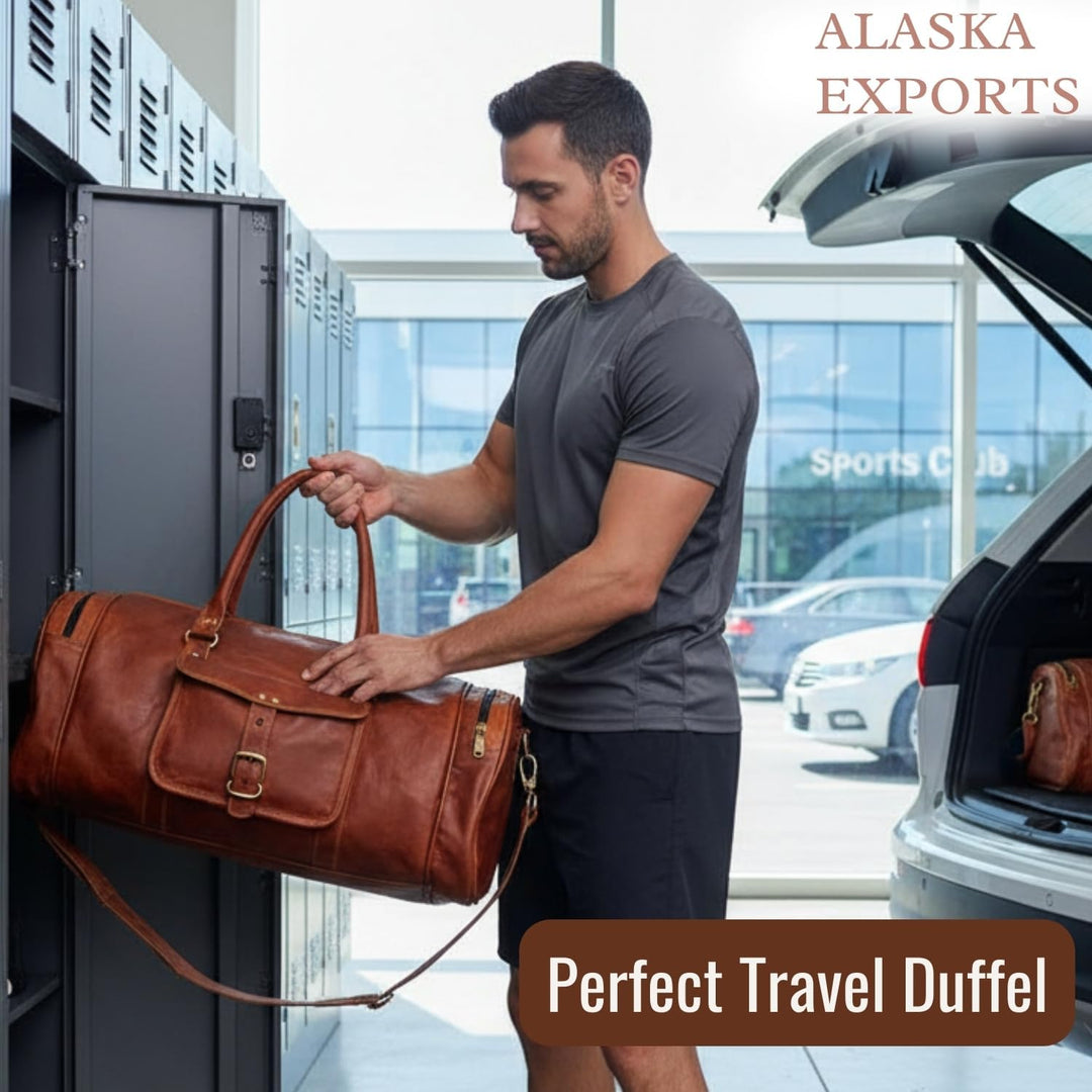 ALASKA EXPORTS, Travel bag Leather, brown 28'' inch 28'' inch Brown, 28'' inch Brown