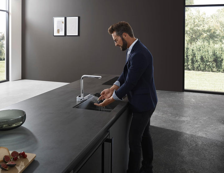 hansgrohe Küchenarmatur Aquno Select M81 (Wasserhahn Küche mit Schlauchbox und Abtropfsieb, 150° sch