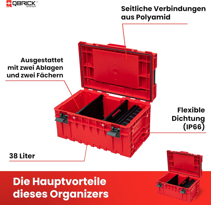 QBRICK SYSTEM Werkzeugkoffer Werkzeugkasten Leer Werkzeugkiste ONE 350 2.0 Expert RED Ultra HD Rot 6