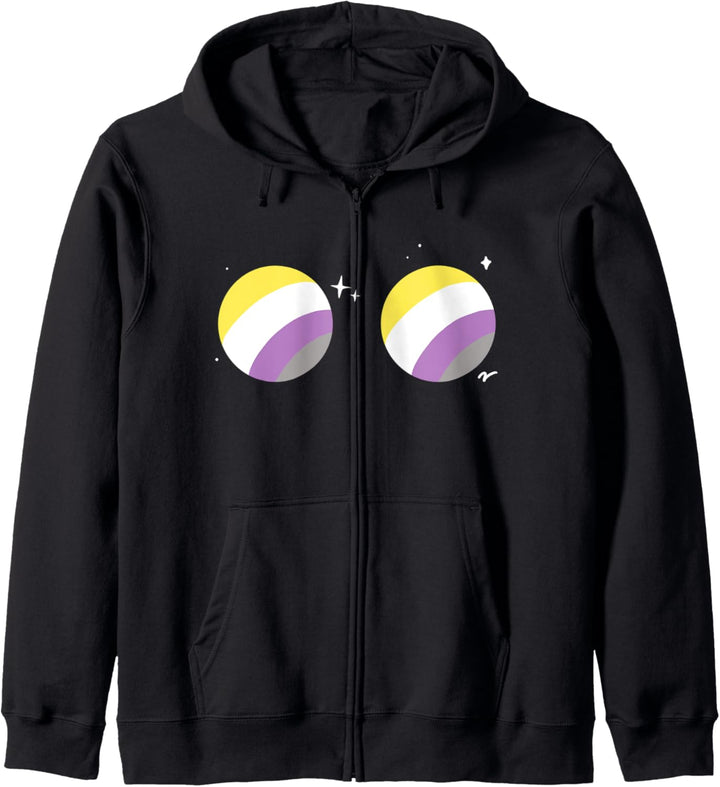 Non-Binary Planet Boobs LGBTQIA Pride Flag Space Aesthetic Kapuzenjacke