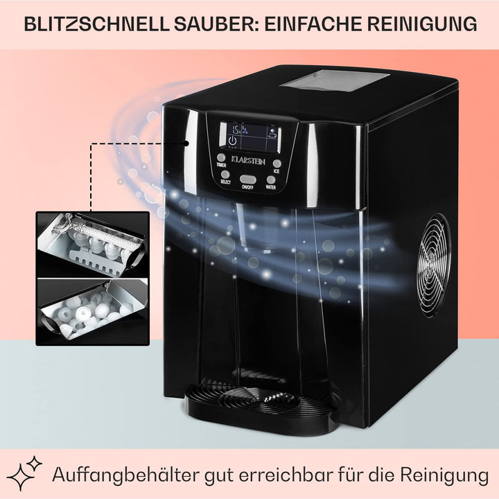Klarstein Eiswürfelmaschine Klein, Crushed Ice Maschine & Ice Cube Maker, Schneller Eiswürfelbereite