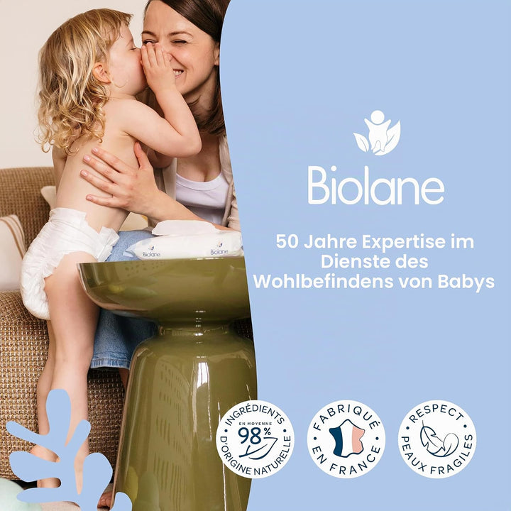 BIOLANE - Babytücher mit Wasser – 450 Tücher – 6 x 75 Stück – sanfte und effektive Reinigung – ab de