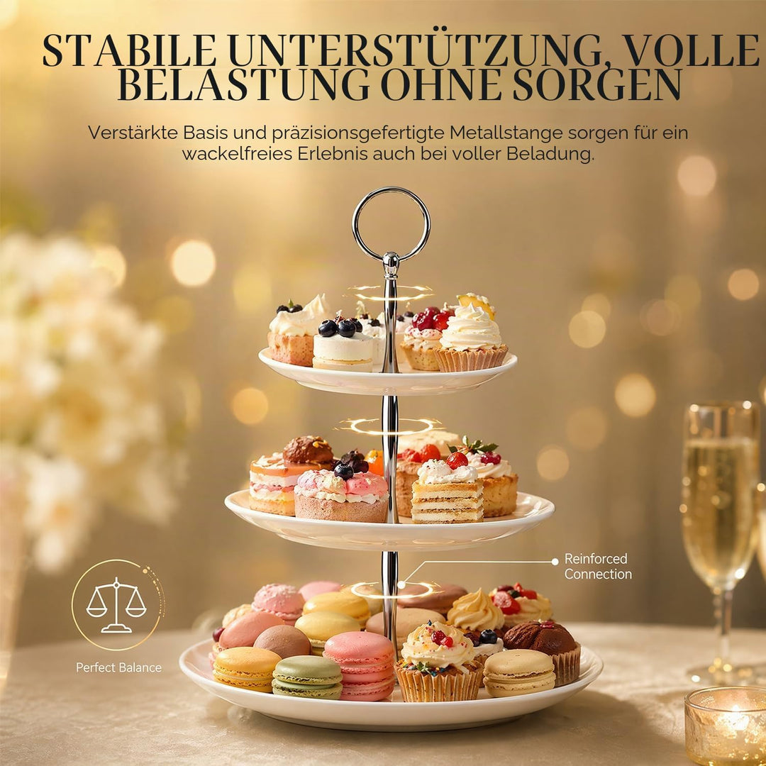 3 Stück Etagere 3 Etagen, Ø 25/20/15 cm Transparentes 3 etagen Kuchenständer, Elegante Etagere für D