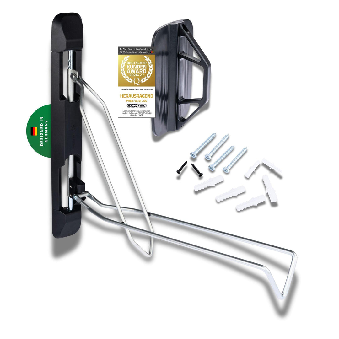 CONTEC Wandpräsenter smART fold, 35kg, aus Stahl, platzsparend, Schwenkbar, Befestigungsmaterial, 1