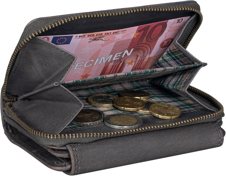 Benthill Damen Geldbörse Gross Echt Leder - Portemonnaie mit RFID Schutz - Portmonee mit vielen Kart