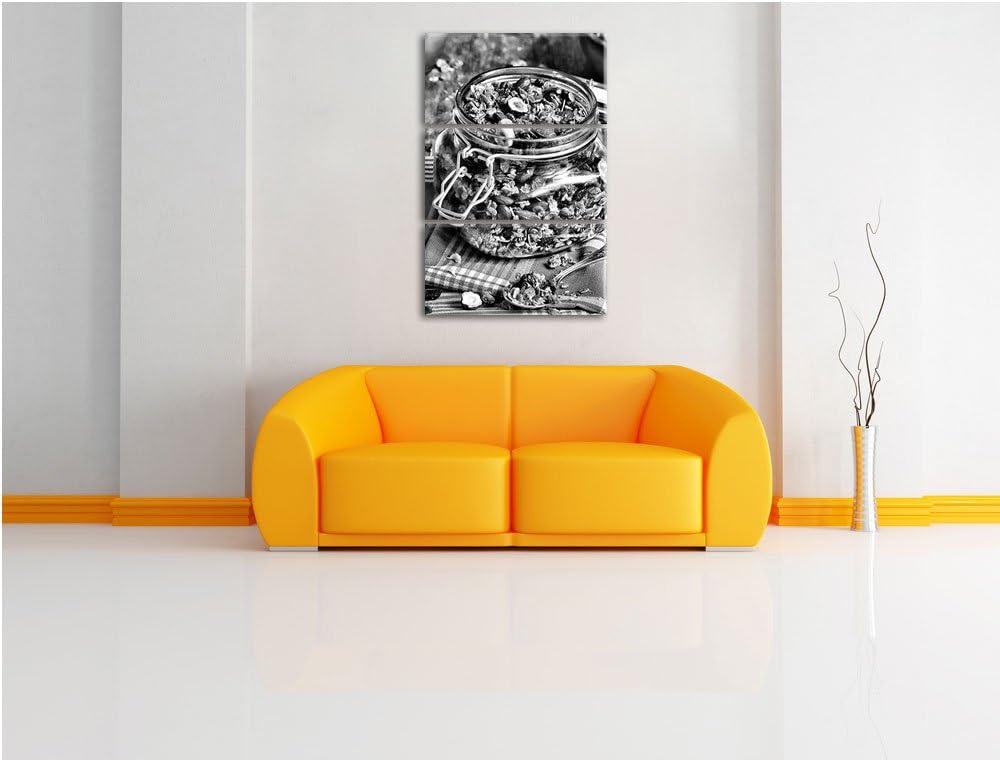 Pixxprint Monocrome, Honig Müsli im Glas 3-Teiler Leinwandbild 120x80 Bild auf Leinwand