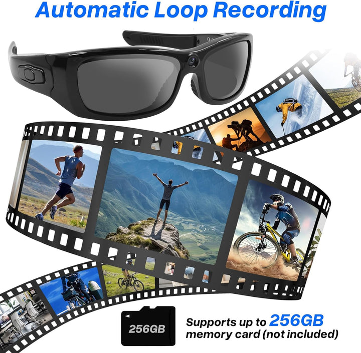 Sport Brillenkamera,Brille mit Kamera HD 1080P Action Cam,Bluetooth Sonnenbrille Sport Kamera Mini A
