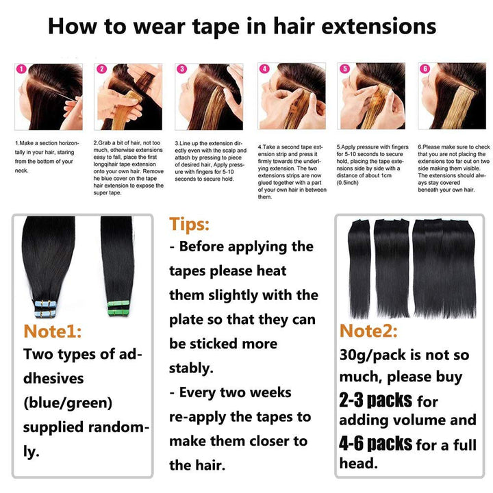 Elailite Tape Extensions Haarverlängerung - 20Stück Tape in Extensions Echthaar - Remy Real Human Ha