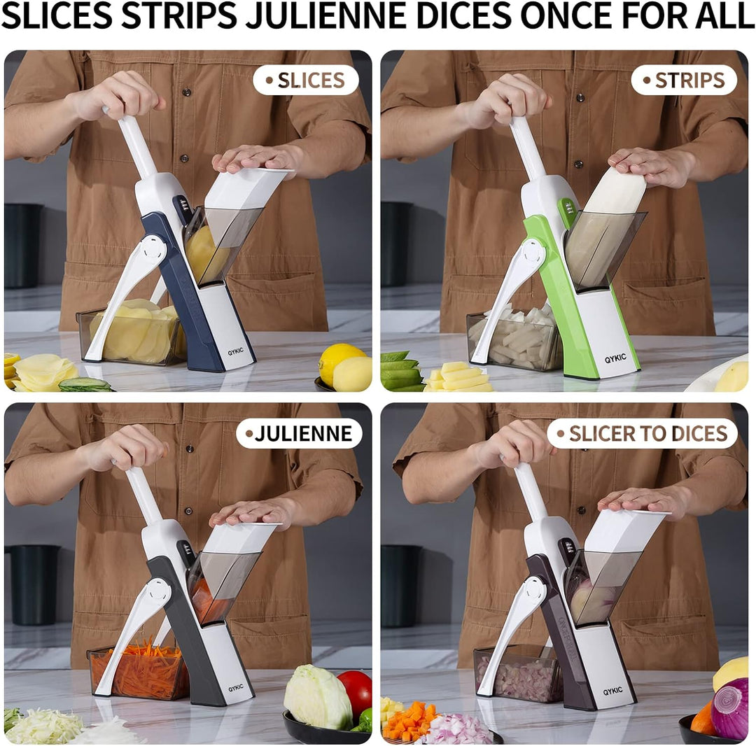 QYKIC Gemüseschneider, ONCE FOR ALL Verstellbar Gemüsehobel Genius Mandoline Vegetable Slicer Kartof