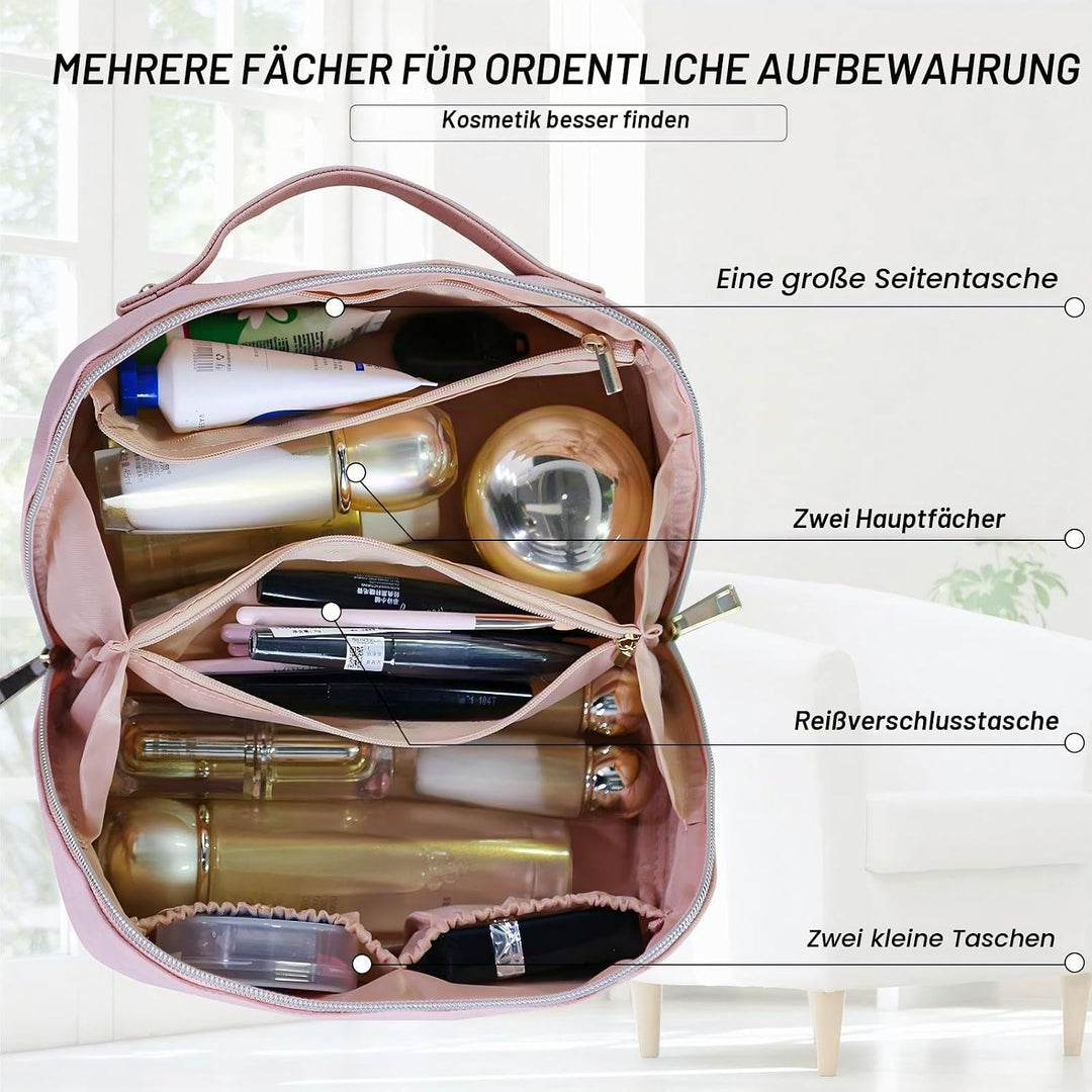 Reise Kosmetiktasche Damen mit Grossem,Tragbare Reise Make Up Tasche,Wasserdichter Schminktasche kul