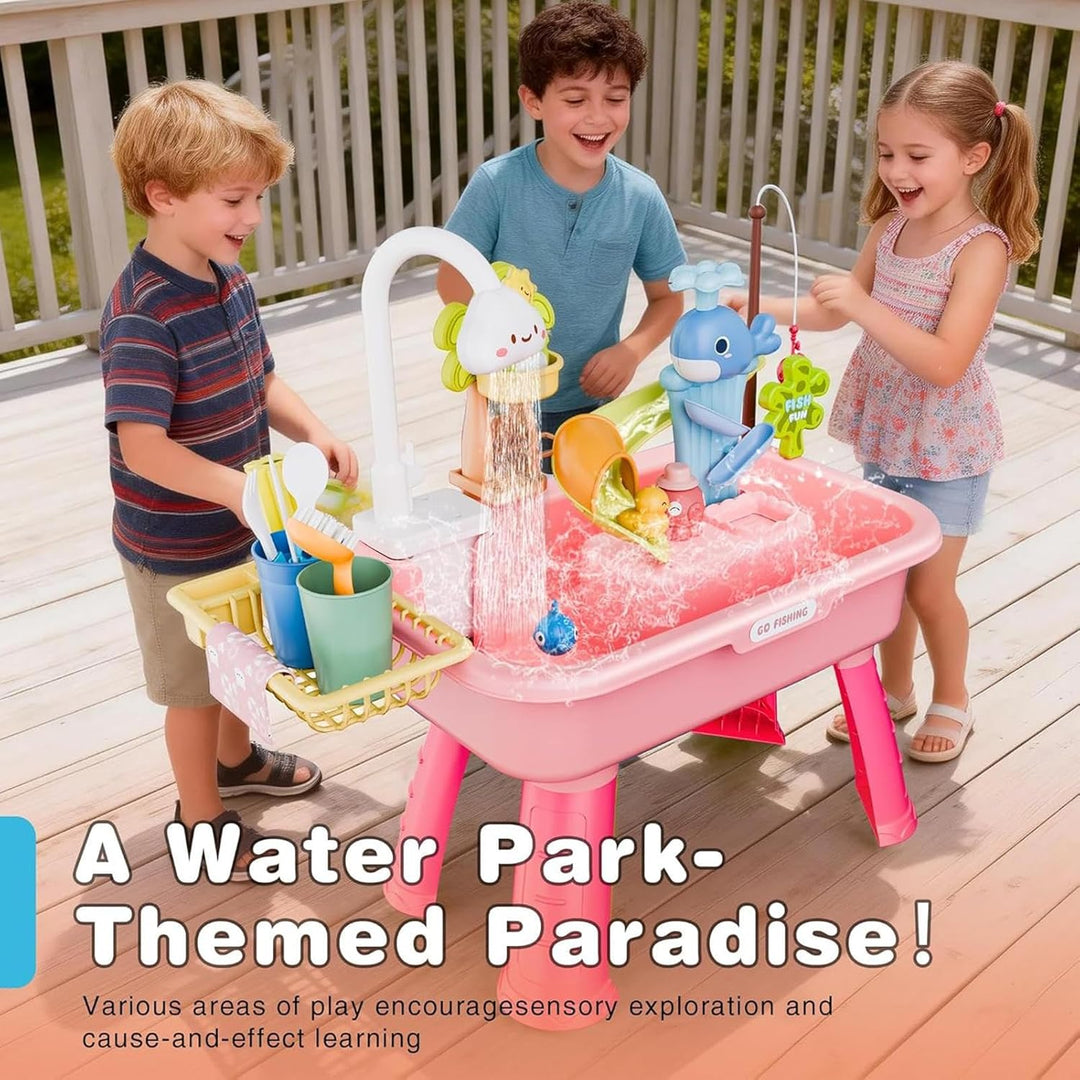Sand Wassertisch Für Kleinkinder - 54x29x53 cm Grosser Wasserspieltisch Mit Zubehörset, Sommer-Wasse