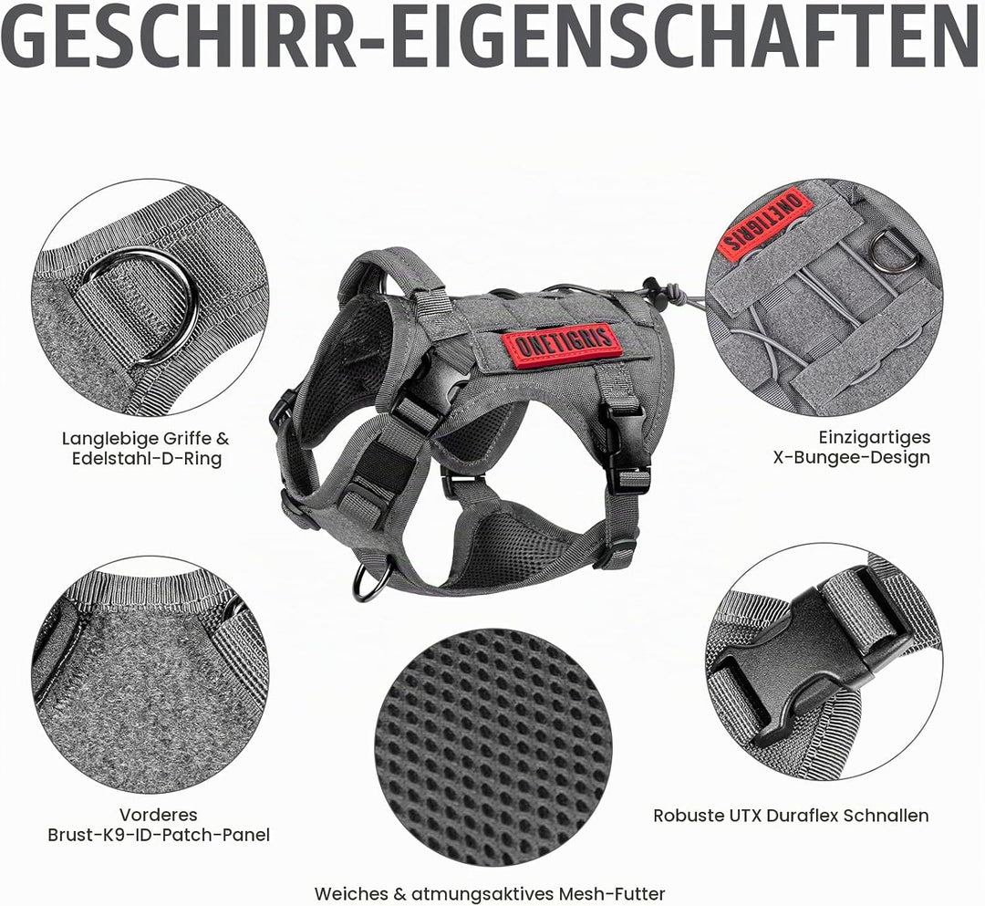 OneTigris Taktische Hundeweste Service Hundegeschirr MOLLE Hundeausbildung Geschirr 1000D Nylon (M,