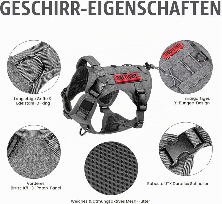 OneTigris Taktische Hundeweste Service Hundegeschirr MOLLE Hundeausbildung Geschirr 1000D Nylon (M,